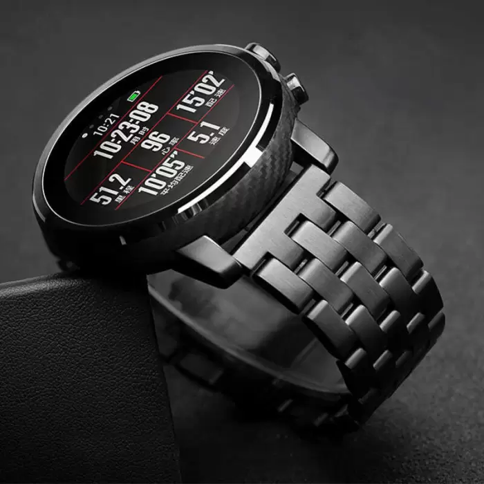 Huawei Watch GT 3 46mm Uyumlu Premier Paslanmaz Çelik Metal Kordon Kayış Baklalı KRD-20