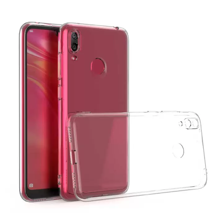 Huawei Y7 Prime 2019 Kılıf Lopard Kamera Korumalı Kamera Korumalı Renksiz Şeffaf Esnek Silikon Kapak Süper