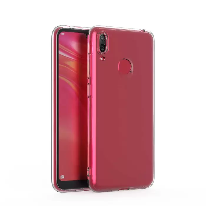 Huawei Y7 Prime 2019 Kılıf Lopard Kamera Korumalı Kamera Korumalı Renksiz Şeffaf Esnek Silikon Kapak Süper