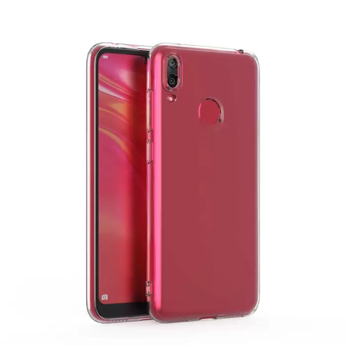 Huawei Y7 Prime 2019 Kılıf  Kamera Korumalı Kamera Korumalı Renksiz Şeffaf Esnek Silikon Kapak Süper