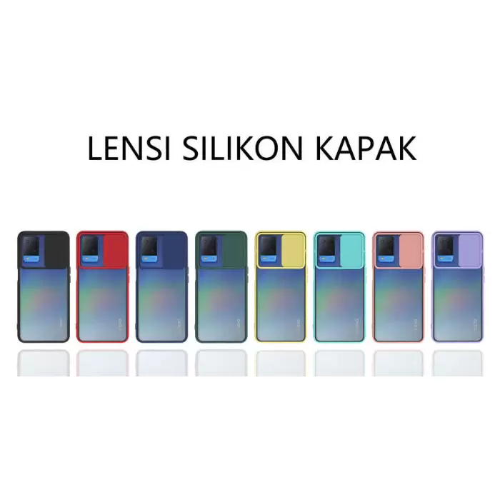 Oppo A54 4G Kılıf Lopard Slayt Sürgülü Kamera Korumalı Renkli Silikon Kapak