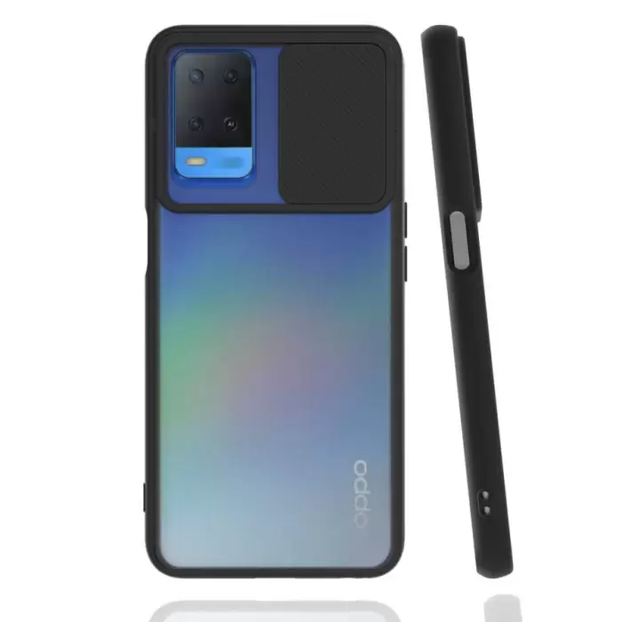 Oppo A54 4G Kılıf Lopard Slayt Sürgülü Kamera Korumalı Renkli Silikon Kapak