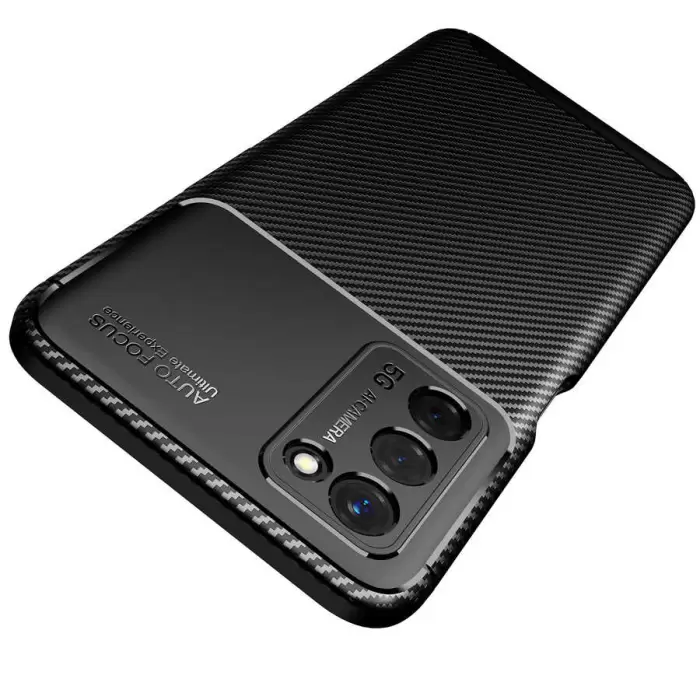 Oppo A55 5G Kılıf Lopard Kamera Korumalı Karbon Desenli Negro Kapak Orijinal Yüzey Kılıf