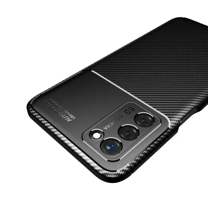 Oppo A55 5G Kılıf Lopard Kamera Korumalı Karbon Desenli Negro Kapak Orijinal Yüzey Kılıf