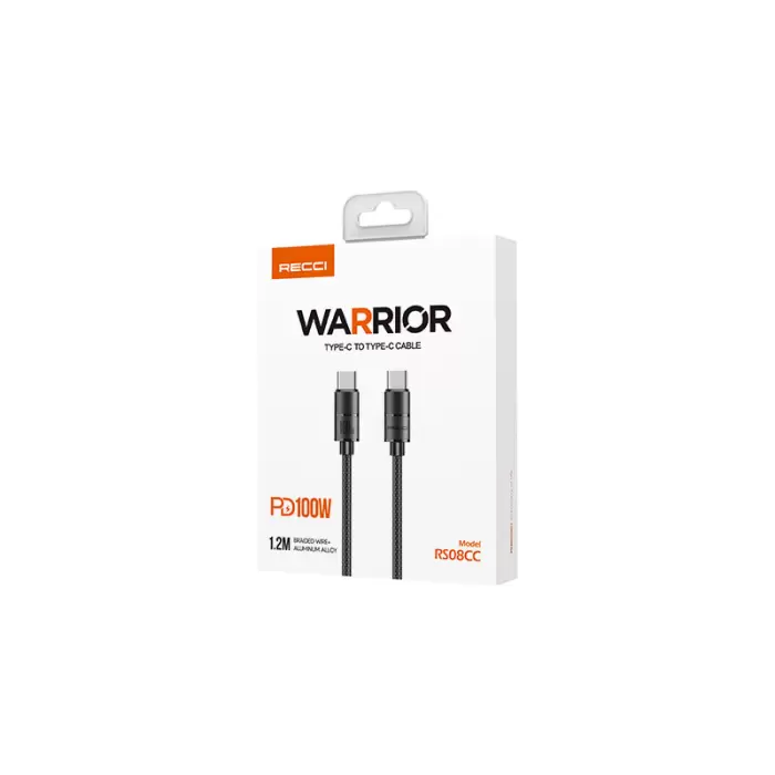 Recci Rs08ccpd Warrior Series 100w Hızlı Şarj  Type-c To Type-c Pd Kablo 1.2m