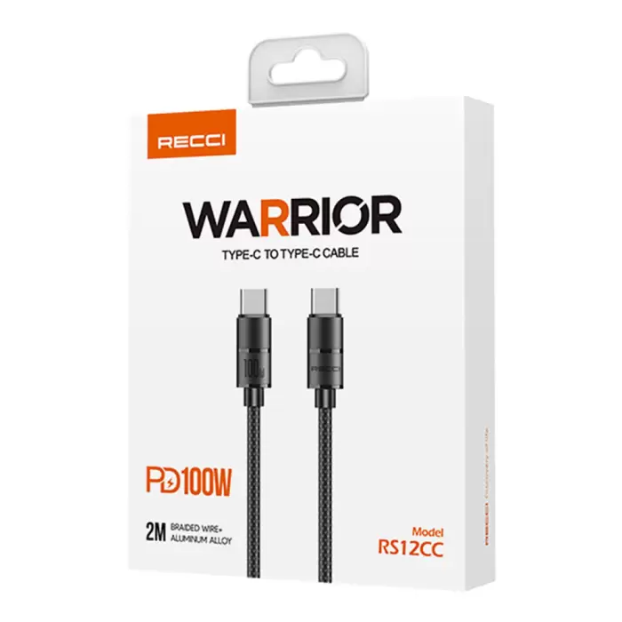 Recci Rs12cc Warrior Series 100w Hızlı Şarj  Type-c To Type-c Pd Kablo 2m