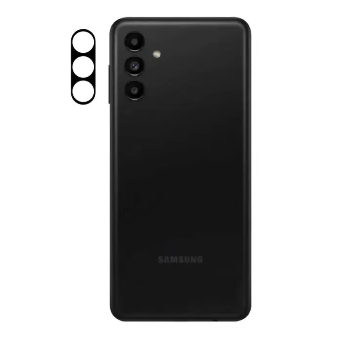 Samsung Galaxy A13 5G Lopard Siyah Çerçeveli Lens Koruma Parlak Renkli Kamera Koruyucu CL-08 Cam 3D-Kamera-Cam