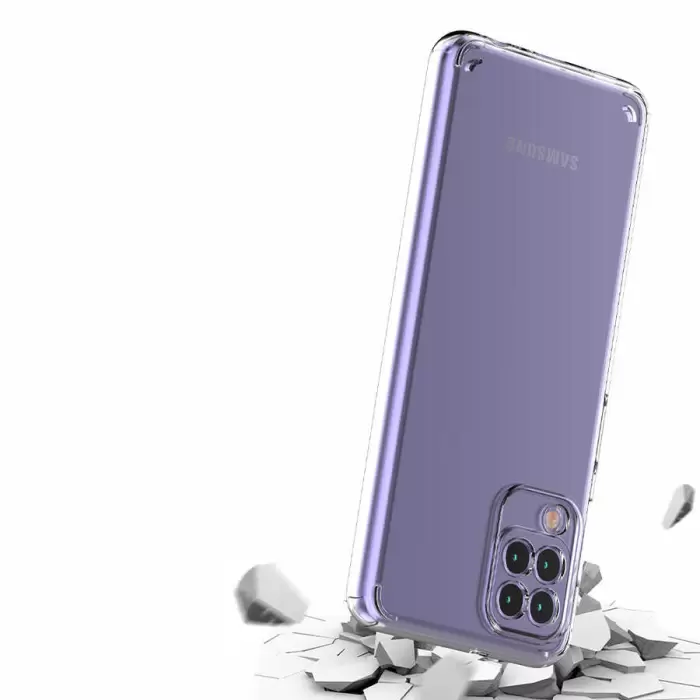 Samsung Galaxy A22 4G Coss Sert Darbe Emici Silikon Şeffaf Kamera Korumalı Arka Kapak