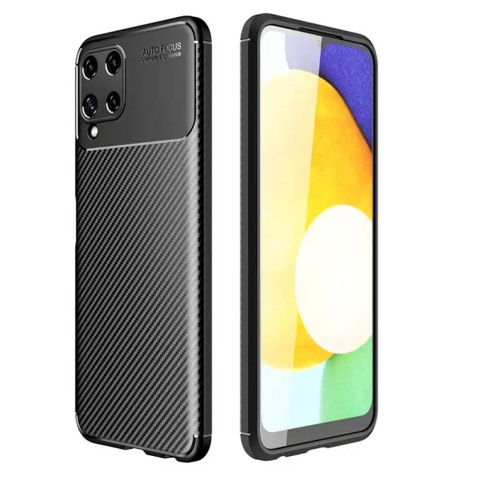 Samsung Galaxy A22 4G Kılıf Lopard Kamera Korumalı Karbon Desenli Negro Kapak Orijinal Yüzey Kılıf