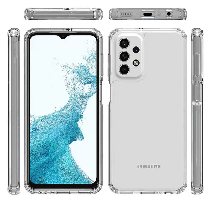 Samsung Galaxy A23 Kılıf Lopard 2mm Antishock Köşe Koruma Darbe Emici Şeffaf Orjinal Doku Silikon