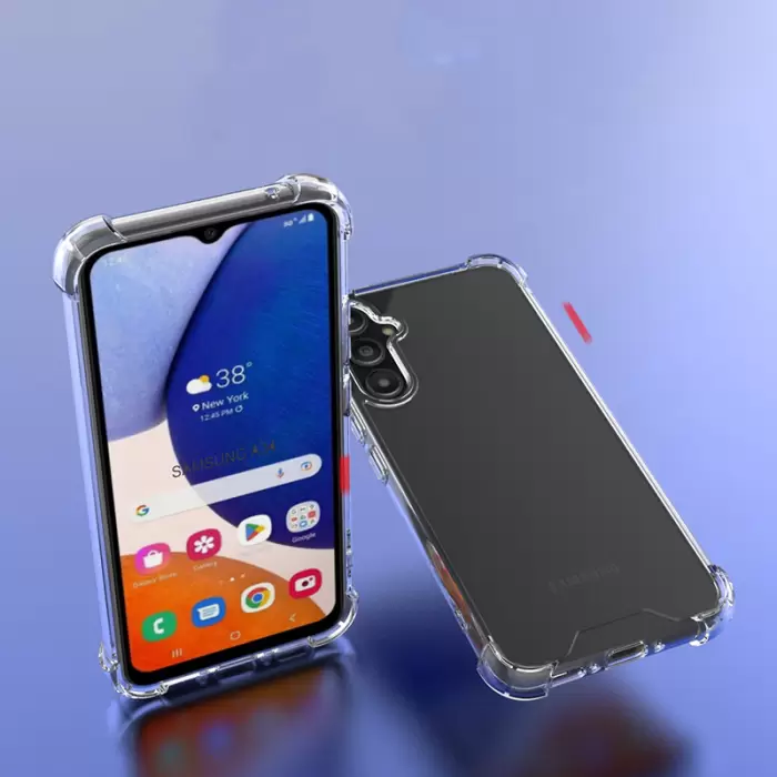 Samsung Galaxy A24 Kılıf Lopard Nitro Antishock Köşe Koruma Darbe Emici Şeffaf Orjinal Doku Silikon