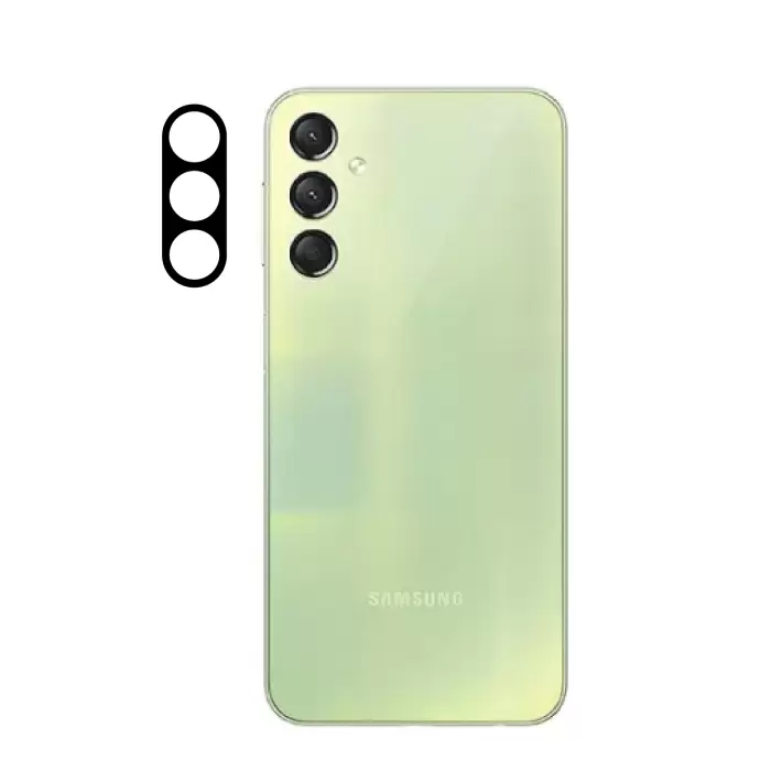 Samsung Galaxy A24 Lopard Siyah Çerçeveli Lens Koruma Parlak Renkli Kamera Koruyucu CL-08 Cam 3D-Kamera-Cam