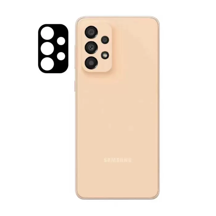 Samsung Galaxy A33 5G Lopard Siyah Çerçeveli Lens Koruma Parlak Renkli Kamera Koruyucu CL-08 Cam 3D-Kamera-Cam