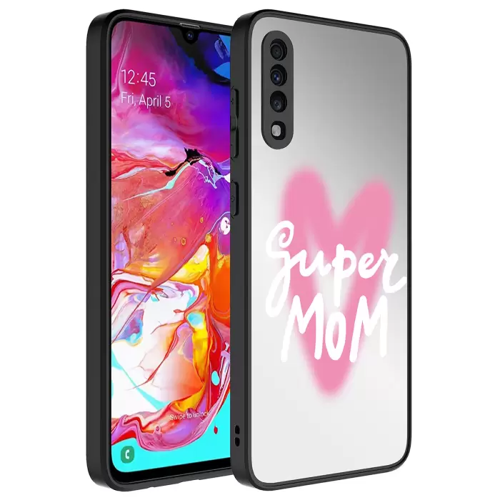 Samsung Galaxy A50 Kılıf Aynalı Desenli Kamera Korumalı Parlak Lopard Mirror Kapak