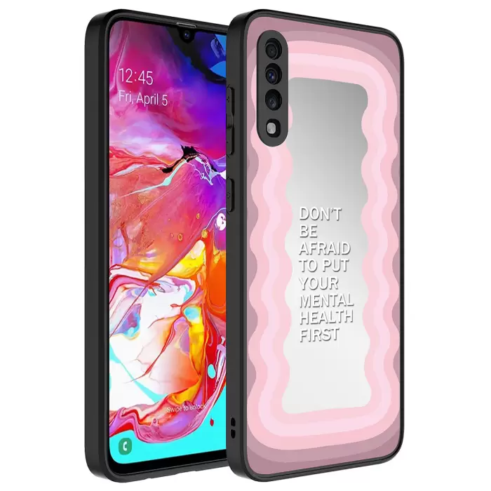 Samsung Galaxy A50 Kılıf Aynalı Desenli Kamera Korumalı Parlak Lopard Mirror Kapak