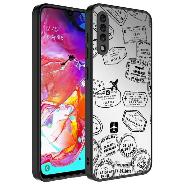 Samsung Galaxy A50 Kılıf Aynalı Desenli Kamera Korumalı Parlak Lopard Mirror Kapak