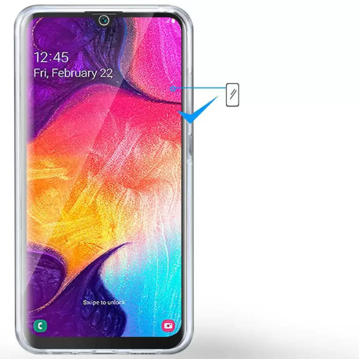 Samsung Galaxy A50 Şeffaf Kılıf Arkalı Önlü 360 Derece Ultra Korumalı Enjoy Kapak