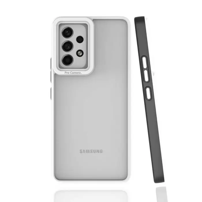 Samsung Galaxy A53 5G Kılıf Renkli Silikon Kenarlı Kamera Korumalı Şeffaf Mima Kapak