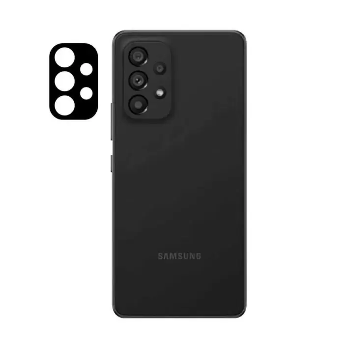 Samsung Galaxy A53 5G Lopard Siyah Çerçeveli Lens Koruma Parlak Renkli Kamera Koruyucu CL-08 Cam 3D-Kamera-Cam