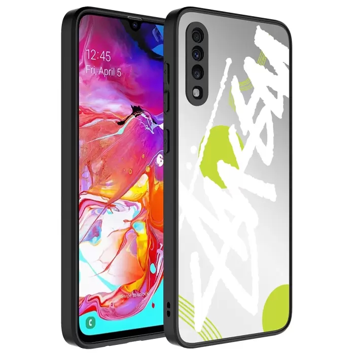 Samsung Galaxy A70 Kılıf Aynalı Desenli Kamera Korumalı Parlak Lopard Mirror Kapak