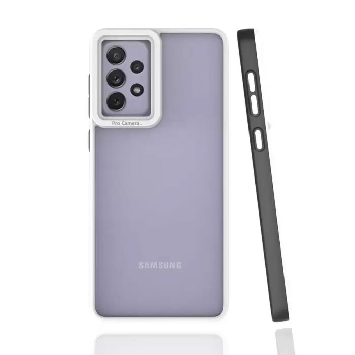 Samsung Galaxy A73 Kılıf Renkli Silikon Kenarlı Kamera Korumalı Şeffaf Mima Kapak