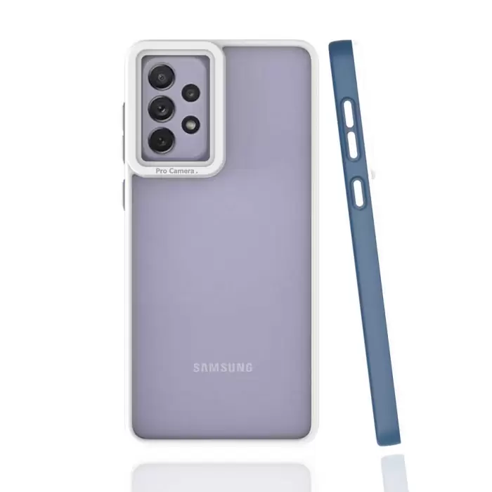 Samsung Galaxy A73 Kılıf Renkli Silikon Kenarlı Kamera Korumalı Şeffaf Mima Kapak