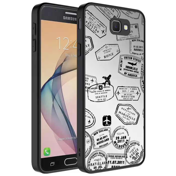 Samsung Galaxy J7 Prime Kılıf Aynalı Desenli Kamera Korumalı Parlak Lopard Mirror Kapak