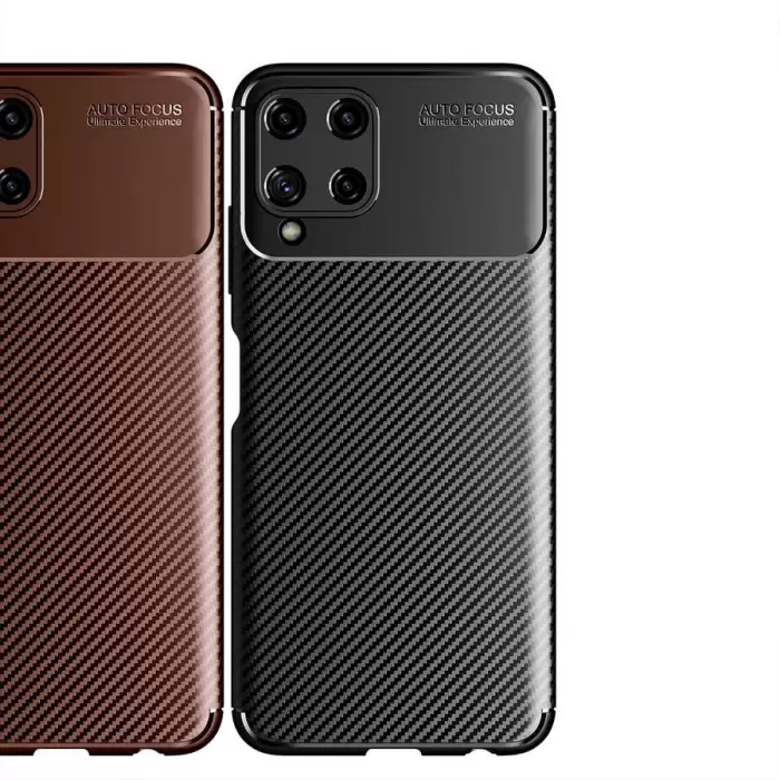 Samsung Galaxy M32 Kılıf Lopard Kamera Korumalı Karbon Desenli Negro Kapak Orijinal Yüzey Kılıf