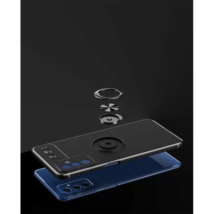 Samsung Galaxy M52 Kılıf Lopard Kamera Korumalı Yüzüklü Standlı Koruyucu Orjinal Kalite Ravel