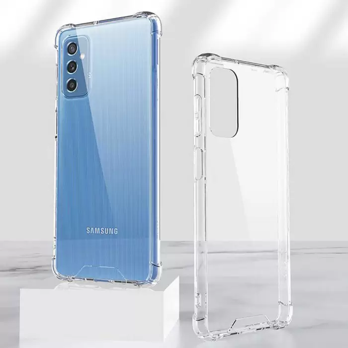 Samsung Galaxy M52 Kılıf Lopard Nitro Antishock Köşe Koruma Darbe Emici Şeffaf Orjinal Doku Silikon