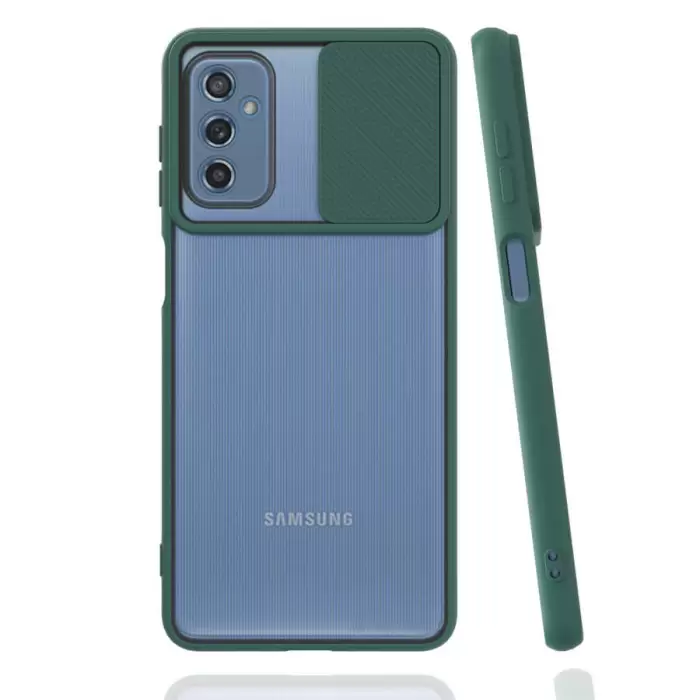 Samsung Galaxy M52 Kılıf Lopard Slayt Sürgülü Kamera Korumalı Renkli Silikon Kapak