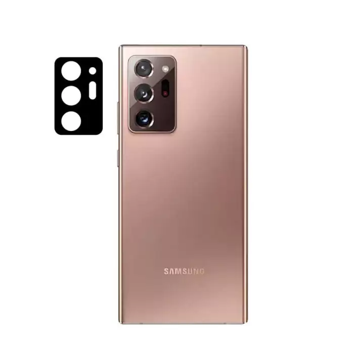 Samsung Galaxy Note 20 Ultra  Siyah Çerçeveli Lens Koruma Parlak Renkli Kamera Koruyucu CL-08 Cam 3D-Kamera-Cam