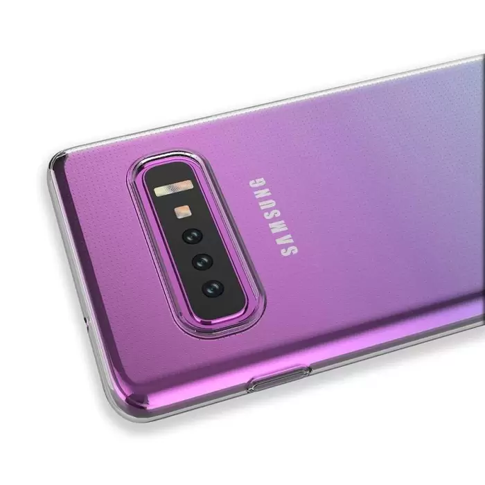 Samsung Galaxy S10 Plus Kılıf Lopard Kamera Korumalı Kamera Korumalı Renksiz Şeffaf Esnek Silikon Kapak Süper