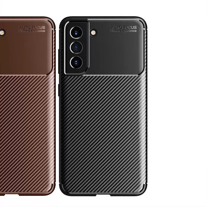 Samsung Galaxy S21 FE Kılıf Lopard Kamera Korumalı Karbon Desenli Negro Kapak Orijinal Yüzey Kılıf
