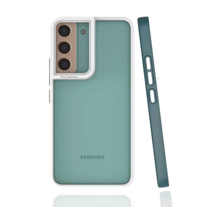 Samsung Galaxy S22 Kılıf Renkli Silikon Kenarlı Kamera Korumalı Şeffaf Mima Kapak