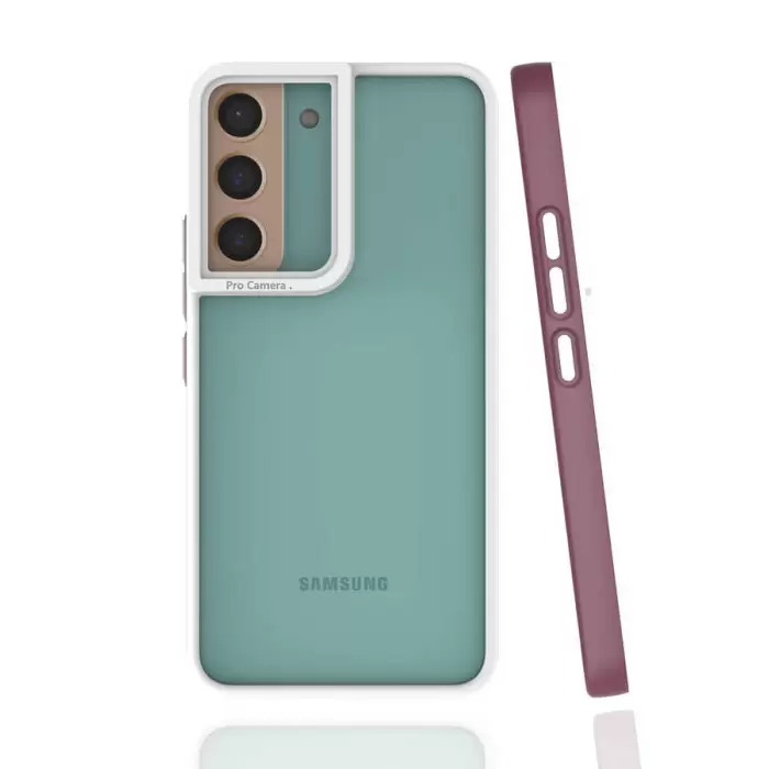 Samsung Galaxy S22 Kılıf Renkli Silikon Kenarlı Kamera Korumalı Şeffaf Mima Kapak