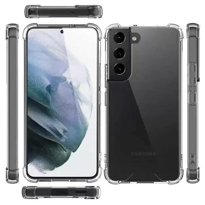 Samsung Galaxy S22 Kılıf Lopard Nitro Antishock Köşe Koruma Darbe Emici Şeffaf Orjinal Doku Silikon
