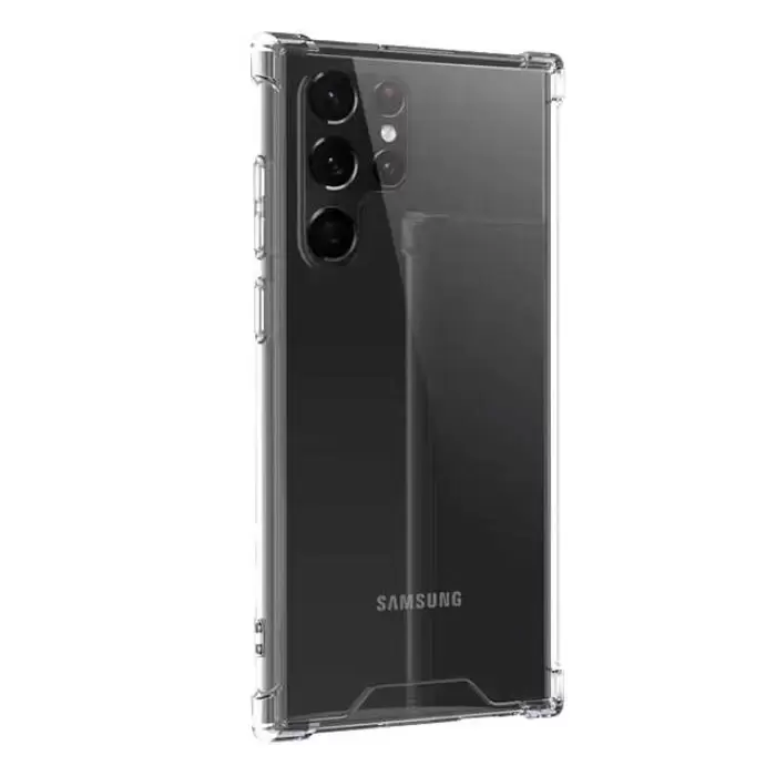 Samsung Galaxy S22 Ultra Kılıf Lopard Nitro Antishock Köşe Koruma Darbe Emici Şeffaf Orjinal Doku Silikon