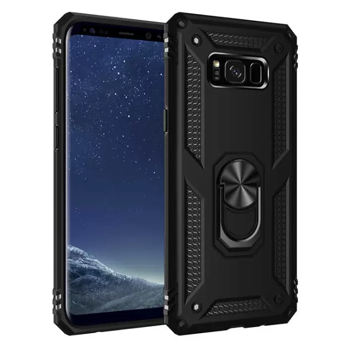 Samsung Galaxy S8 Plus Kılıf  Kamera Korumalı Sürgülü Yüzüklü Tasarım Armor Vega