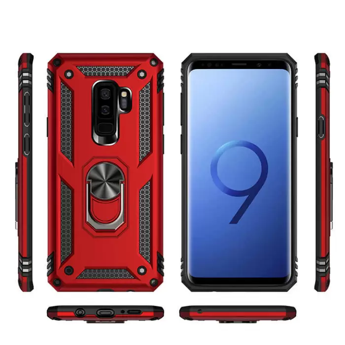 Samsung Galaxy S9 Plus Kılıf Lopard Kamera Korumalı Sürgülü Yüzüklü Orjinal Tasarım Armor Vega