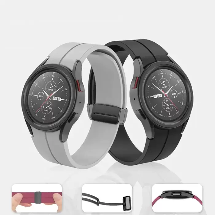 Samsung Galaxy Watch 4 40mm  KRD-84 Magnetic Tokalı A+ Kalite Sport Silikon Kordon