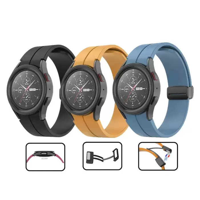 Samsung Galaxy Watch 4 Classic 42mm  KRD-84 Magnetic Tokalı A+ Kalite Sport Silikon Kordon