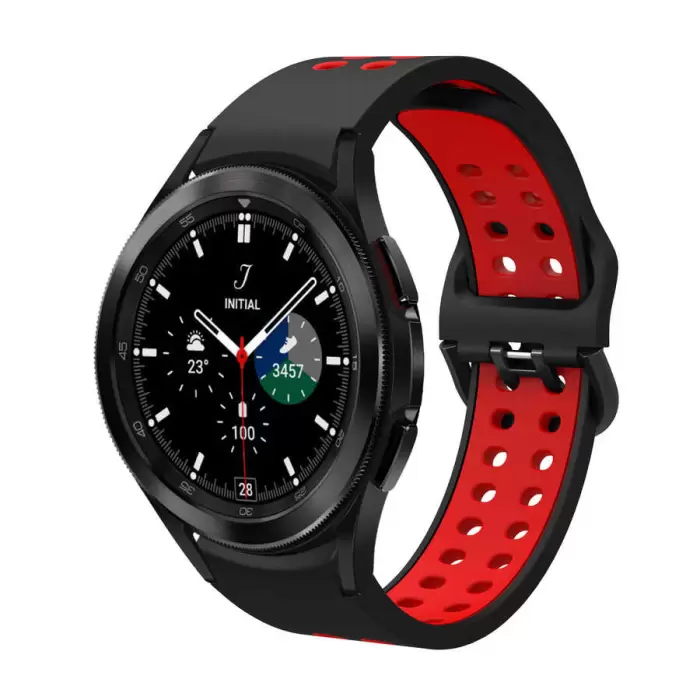 Samsung Galaxy Watch 4 Classic 46mm Uyumlu Esnek Silikon Kordon Tasarım Kayış Suya Dayanıklı