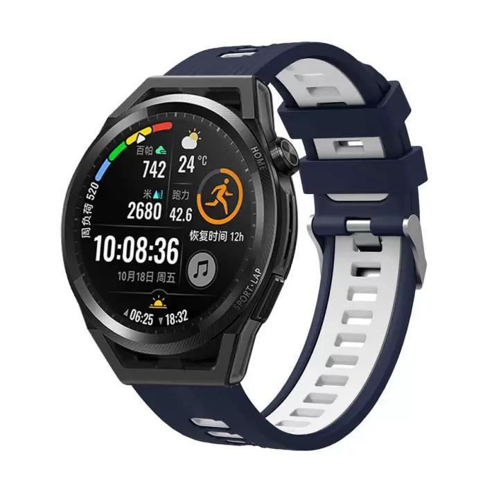 Samsung Galaxy Watch 46mm Çift Renkli Kordon Krd-55 Uyumlu Silikon Tasarım Kordon