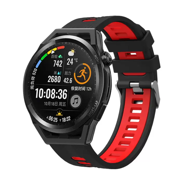 Samsung Galaxy Watch Active 2 44mm Çift Renkli Kordon Krd-55 Uyumlu Silikon Tasarım Kordon