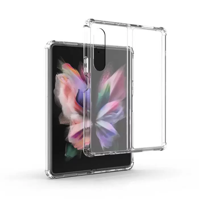 Samsung Galaxy Z Fold 3 Kılıf Lopard Nitro Antishock Köşe Koruma Darbe Emici Şeffaf Orjinal Doku Silikon