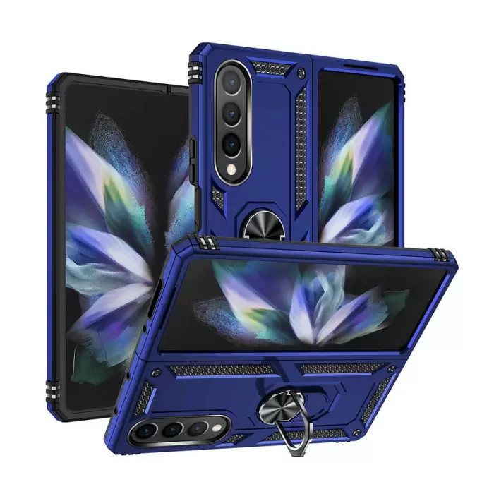 Samsung Galaxy Z Fold 4 Kılıf Lopard Kamera Korumalı Sürgülü Yüzüklü Orjinal Tasarım Armor Vega