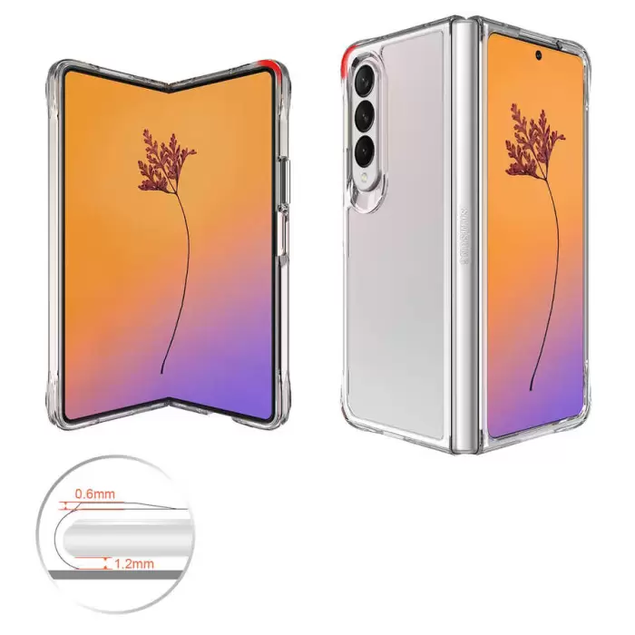 Samsung Galaxy Z Fold 4 Kapak Hassas Buton Uyumlu Şeffaf Sert Pürüssüz Kılıf Vonn