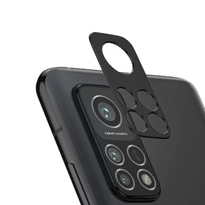 Xiaomi Mi 10T Pro 5G Lopard Siyah Çerçeveli Lens Koruma Parlak Renkli Kamera Koruyucu CL-08 Cam 3D-Kamera-Cam