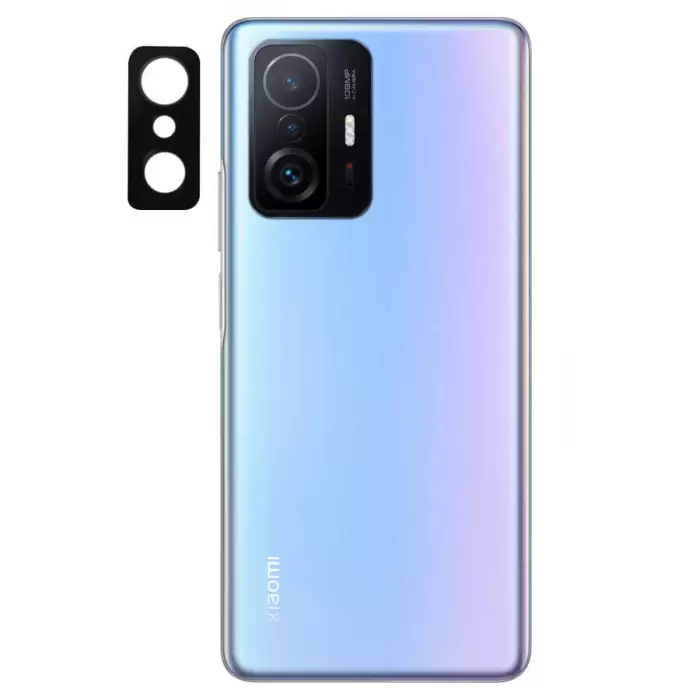 Xiaomi Mi 11T 5G Lopard Siyah Çerçeveli Lens Koruma Parlak Renkli Kamera Koruyucu CL-08 Cam 3D-Kamera-Cam